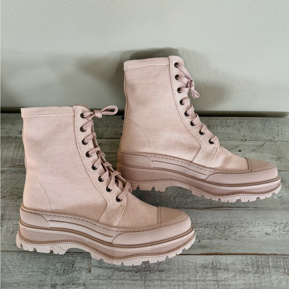 Free People Pink Lace-Up Bootstrap on
